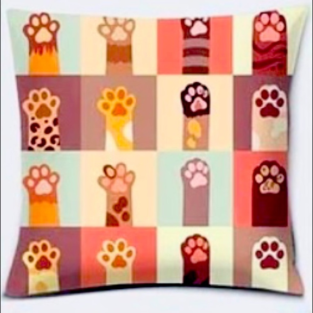 🆕🐈 Cat Paw Throw Pillow Cover:Multi-Color